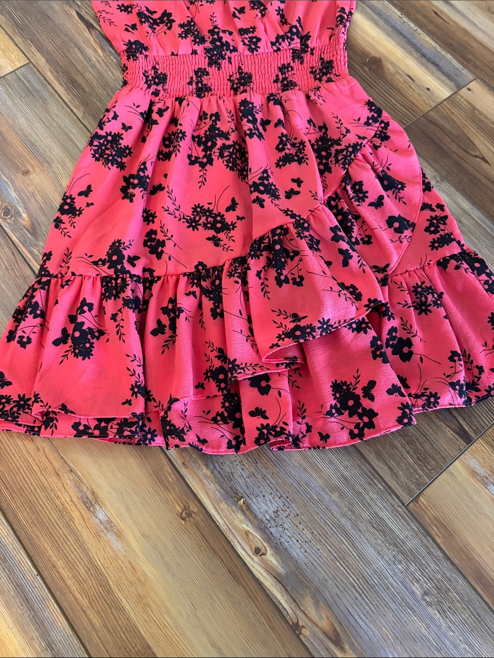 Michael Kors Floral Ruffle Dress with Smocked Waistband Size xs - Picture 5 of 10
